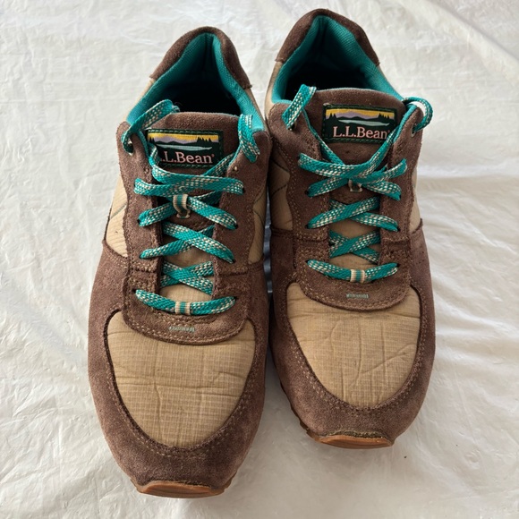 NWOT L. L. Bean Katahdin trail suede mesh Shoes - Beige brown turquoise SZ 11 M - Picture 11 of 13
